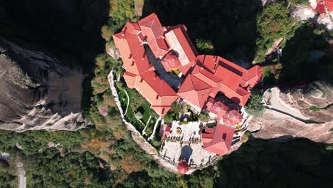 meteora monastery from above 4k drone