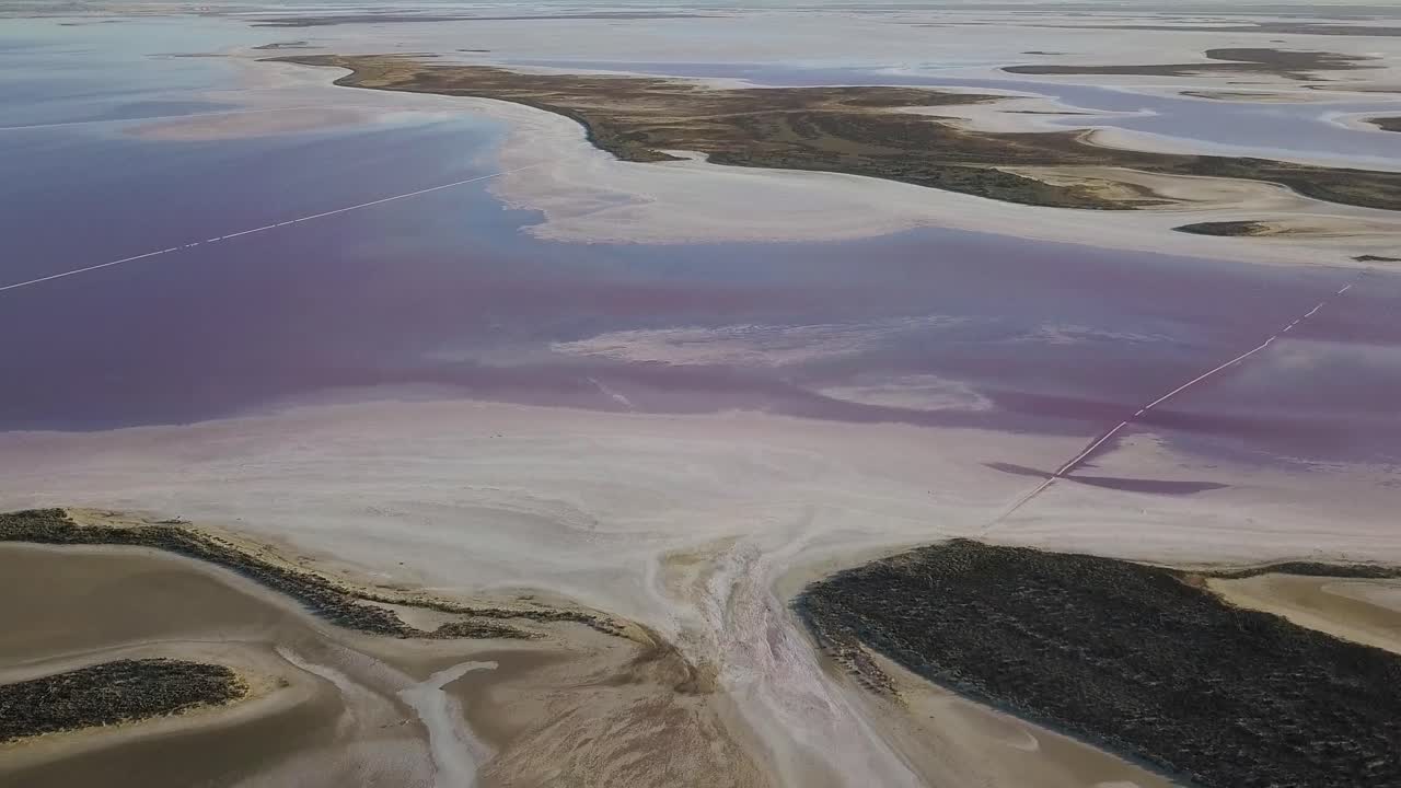 Drone flying over the swirling patterns of Lake Tyrrell, Victoria, Australia