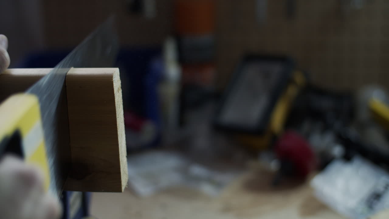 Craftman in a home workshop. 4K