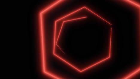 red neon hexagon tunnel