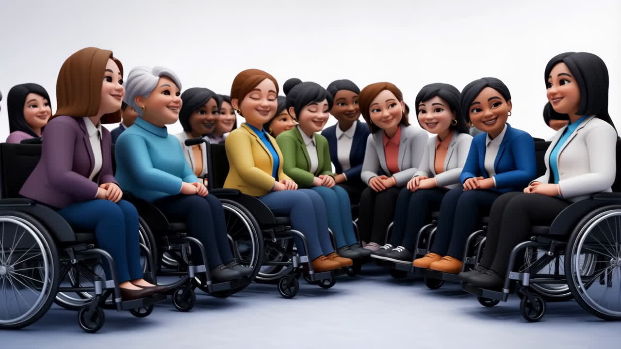 Diverse Group of Women in Wheelchairs in a Collaborative Setting