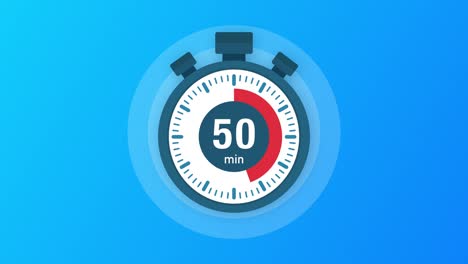 the 50 minutes, stopwatch icon. stopwatch icon in flat style, timer on on color background. motion graphics.