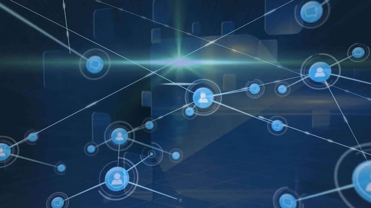 animación de la red de conexiones a través del espacio digital de la marina