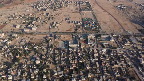 aerial view over jericho city in palestine territory rooftops