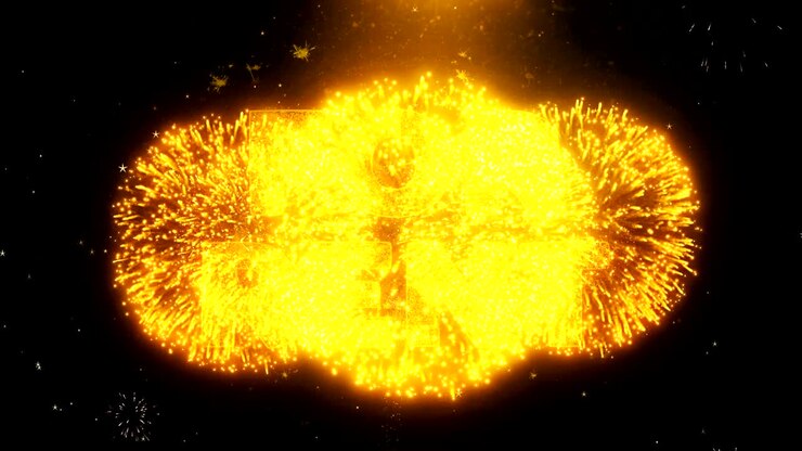 For Rent Text on Firework Display Explosion Particles.