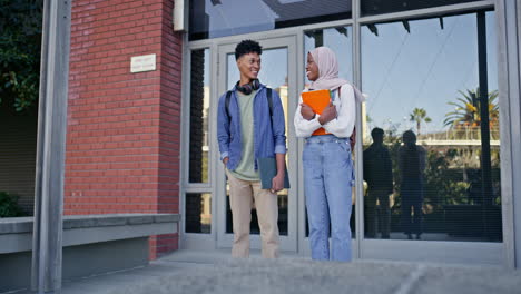college students outside of a university building