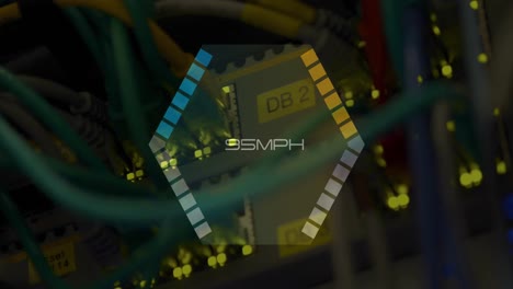 animation of speedometer over server room