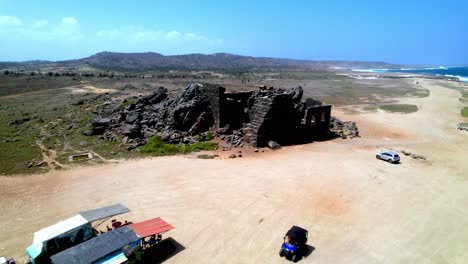 Aruba,-Bushiribana-Ruins-aerial-flyover