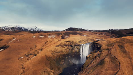 Drone-shot-of-nordic-skgafoss-waterfall