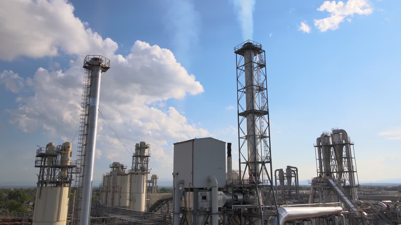 vista aérea de la fábrica petroquímica de refinación de petróleo y gas con la estructura de fabricación de la planta de refinación alta