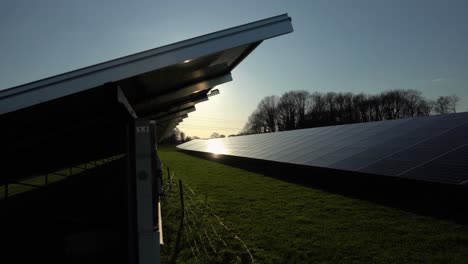 solar panel farm in a sunny field