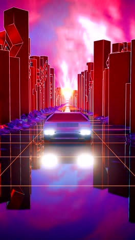 paisaje urbano de ciberpunk de neón