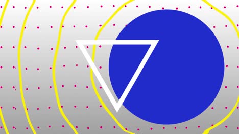animation of white shapes moving and circles on white background