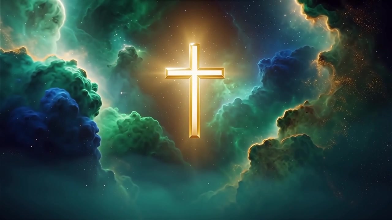 Christian Cross Heavenly Light Worship Background