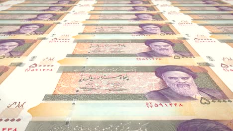 billetes de cincuenta mil riales iraníes de irán, dinero en efectivo, bucle