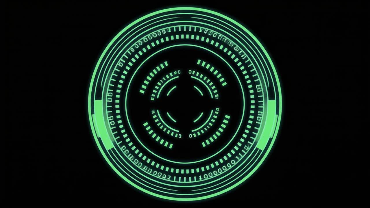 Abstract Green Futuristic HUD Interface with Data Animation