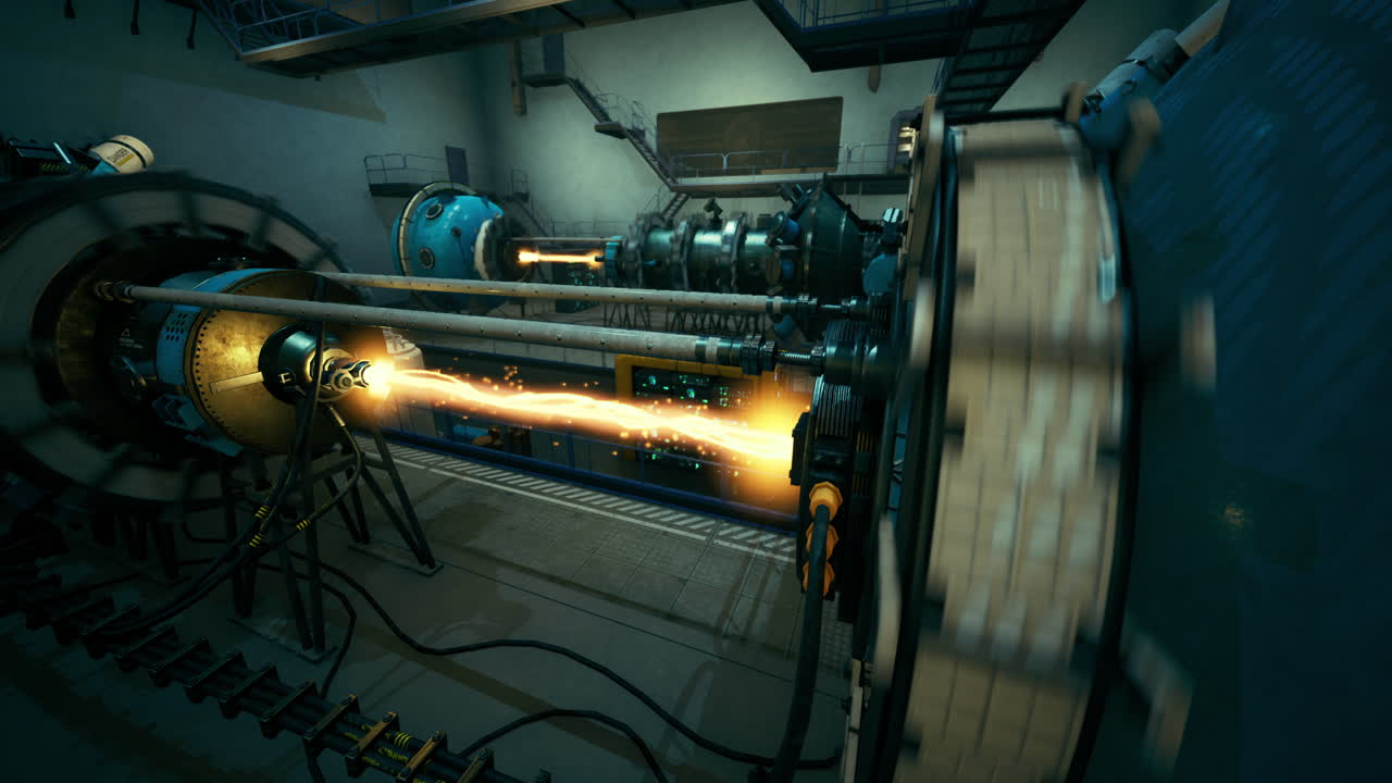 High tech machinery in action at a futuristic science facility during daytime