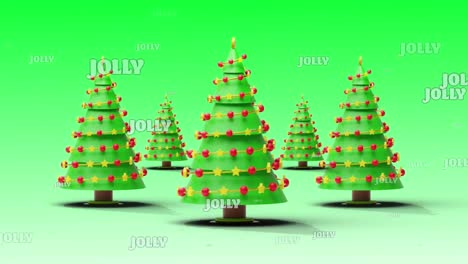 Animation-of-christmas-jolly-text-over-christmas-trees