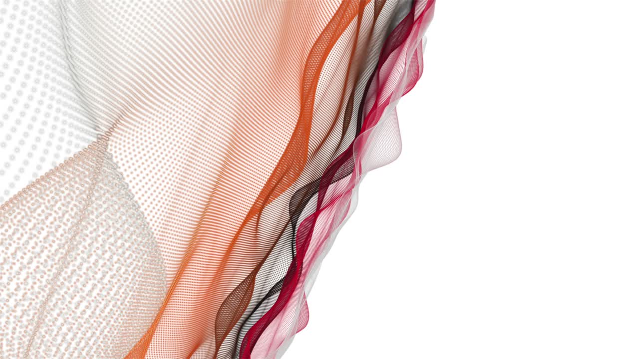 Animazione fantastica con oggetto a onda di particelle al rallentatore e spazio per il testo, 4096x2304 loop 4K