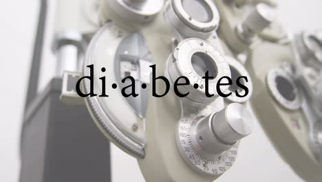 animation of diabetes text over dials of medical equipment on white background