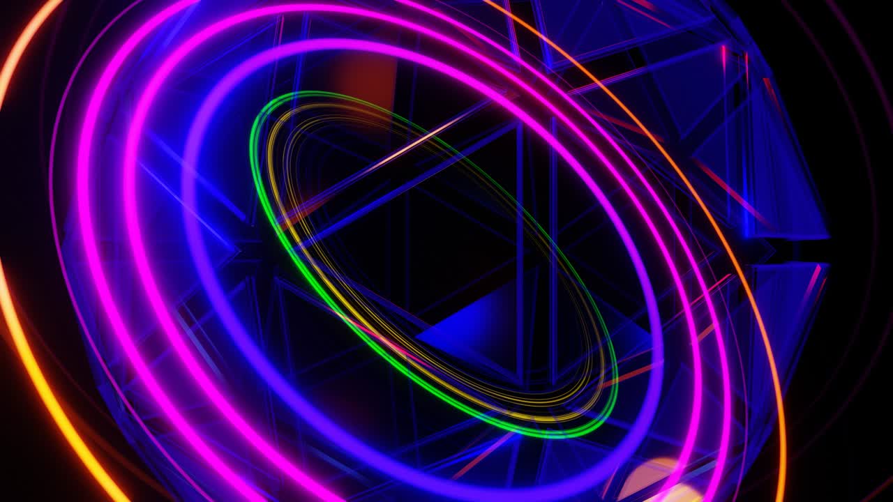 la animación de bucle vj de la rotación de los anillos de intersección multicolores.