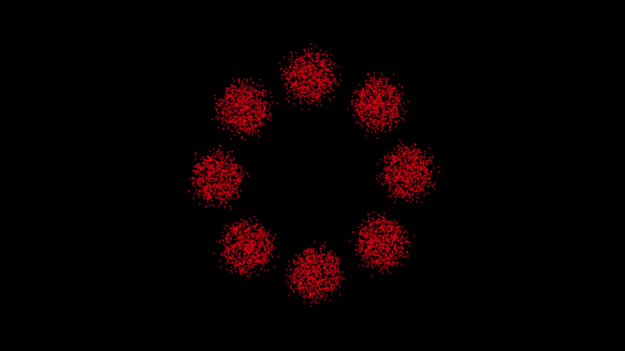 tecnología abstracta círculos rojos de puntos animados, círculos de partículas. modo de mezcla