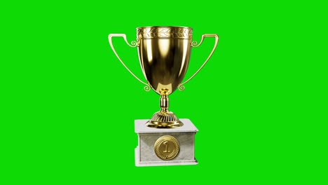 champions chalice with podium on green screen, isolated