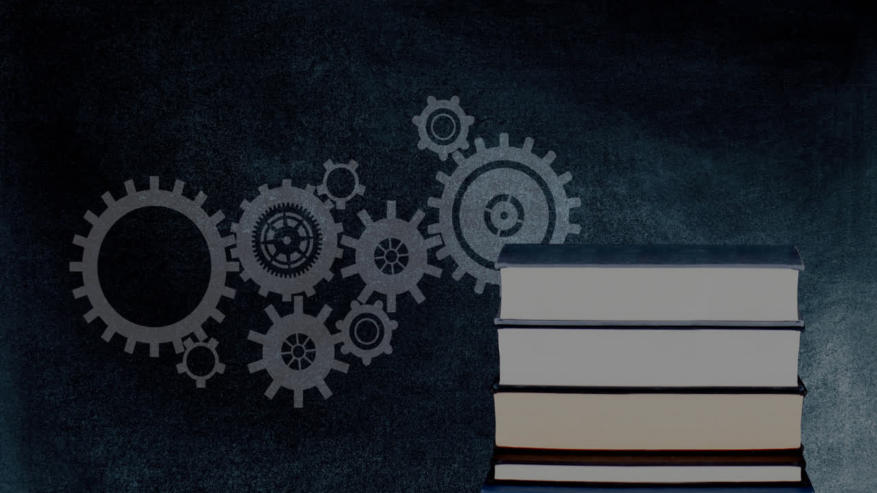 Pile of books and gears