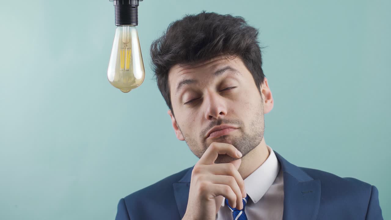 Businessman's eureka moment.  Creative and smart businessman.