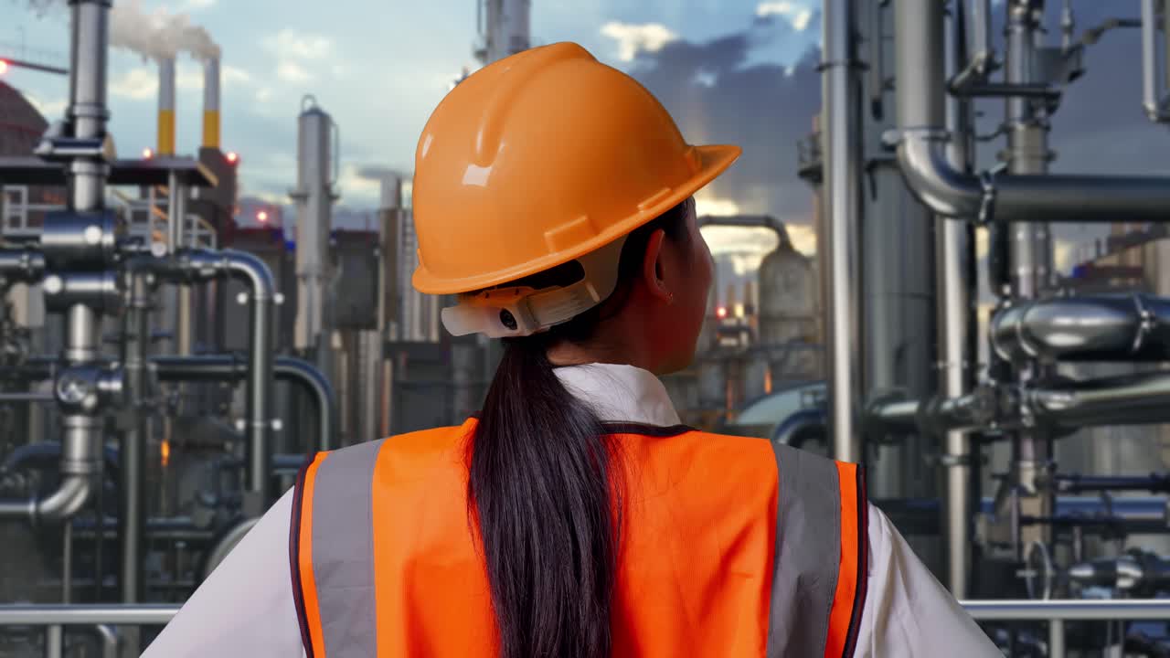 Engineer observing industrial plant