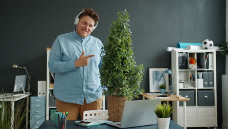 man having a video call in office