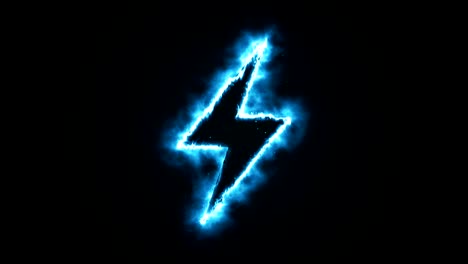 burning blue flame lightning shape on black background, seamless animation