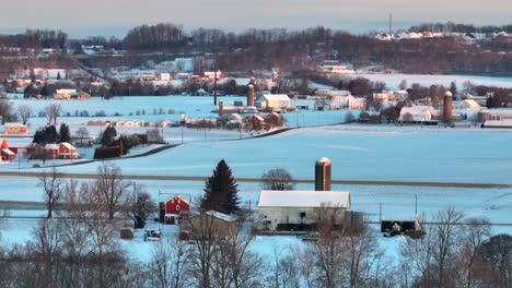 Farmland-in-rural-USA-covered-in-snow-during-winter