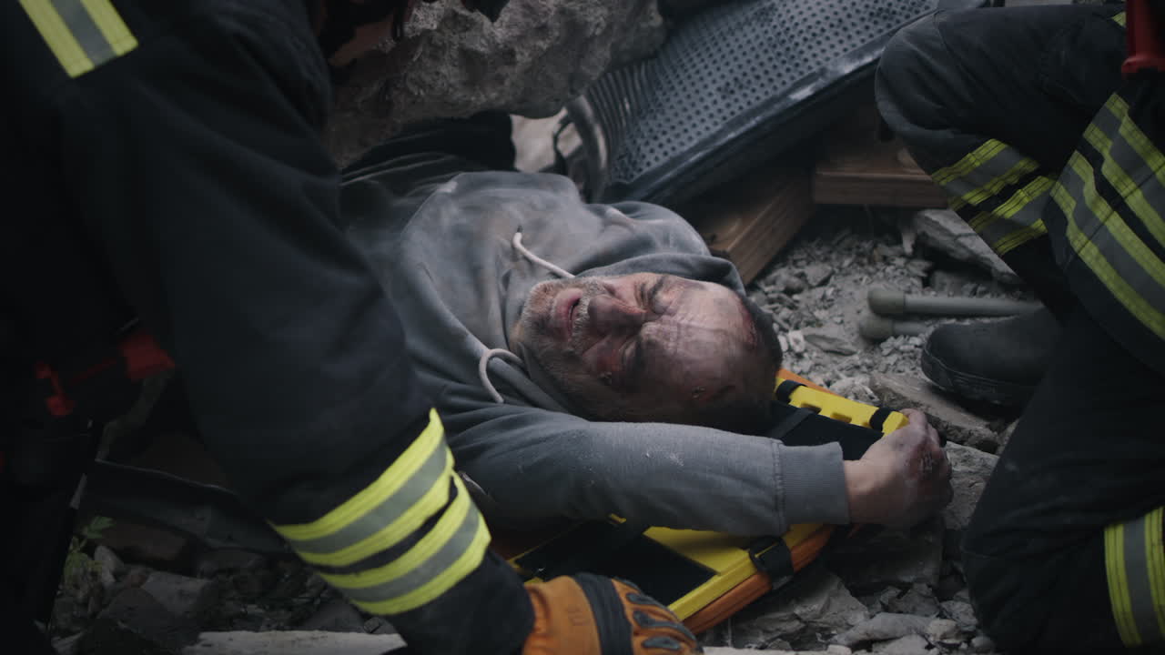 Injured Person Rescued from Earthquake Debris