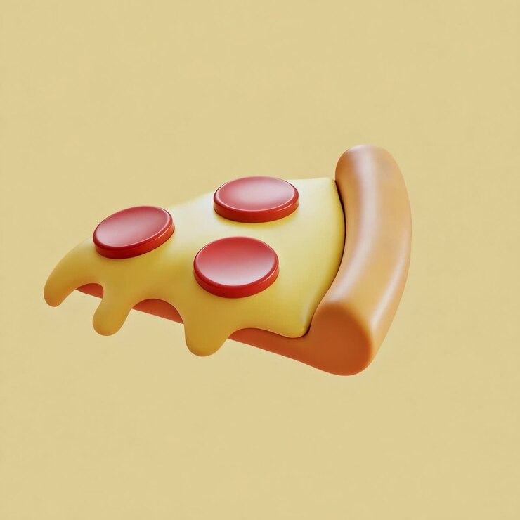 Icona 3D stilizzata di una fetta di pizza