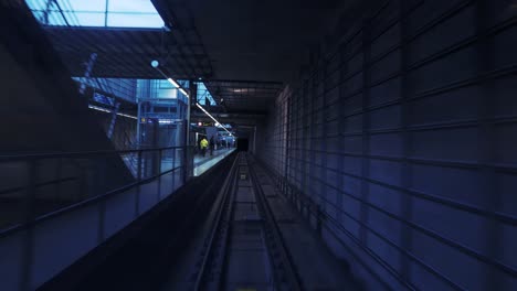 germany, nuremberg - march 10, 2020: underground tunnel and metro station airport