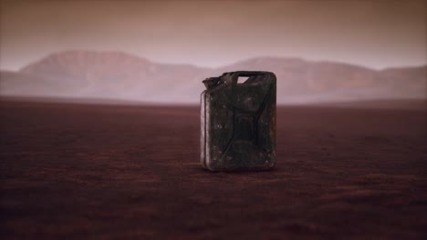 un recipiente de combustible oxidado en el viejo desierto