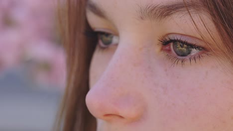 close-up profile of a young woman
