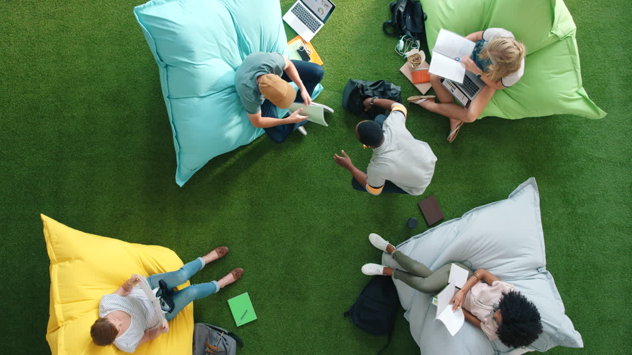 Above view of creative businesspeople planning