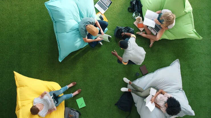 Above view of creative businesspeople planning
