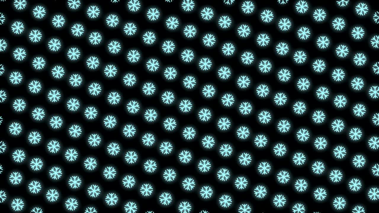fondo de patrón navideño de neón de copo de nieve en animación de bucle blanco y negro