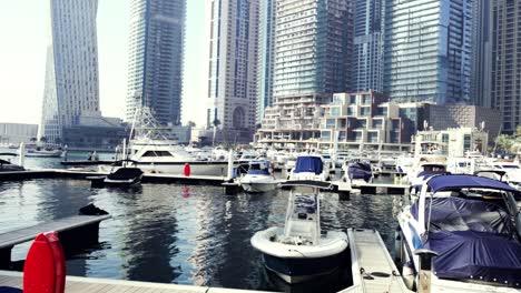 dubai marina skyline and boats