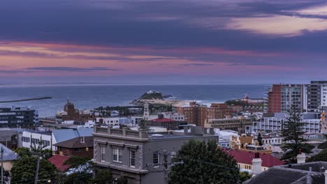 sunset over nobbys beach time lapse, newcastle australia