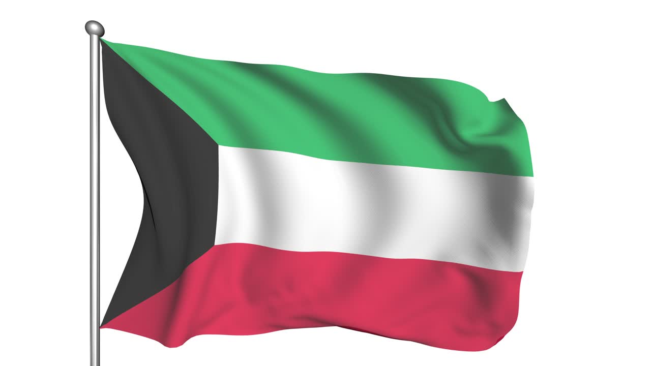 bandera de kuwait en el viento (canal alfa, semitransparente, en bucle)