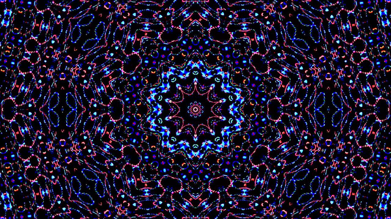 hermoso caleidoscopio abstracto que brilla, una luz radiante que regula los movimientos sutiles