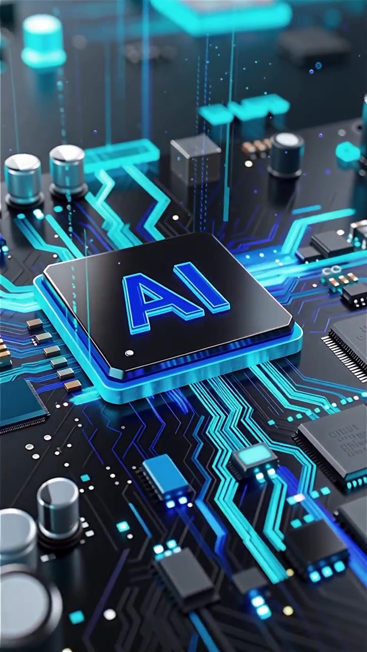 Futuristic AI Chip Motherboard Technology Background