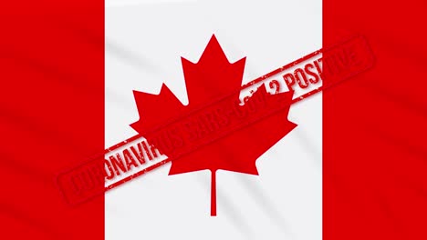 canada swaying flag stamped with positive response to covid-19, loop