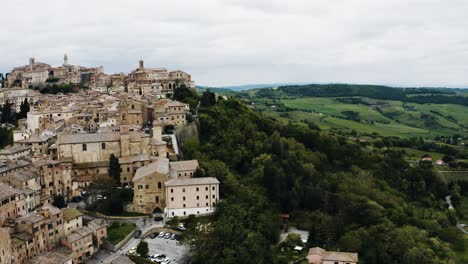 aerial view of montepulciano, tuscany in italy's countryside