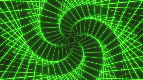 rastro de pulso de estrellas verdes de neón en hélice en gradiente negro