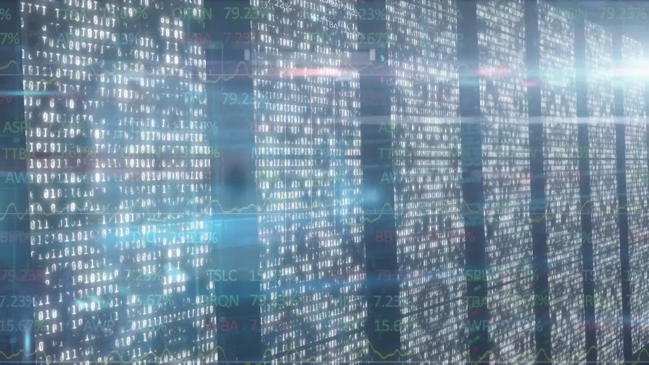 Animation of stock market over columns with binary coding